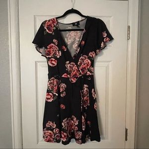 Iz byer black dress with pink flowers size xl